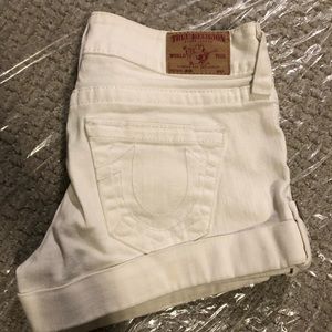 True Religion White Cuffed Shorts